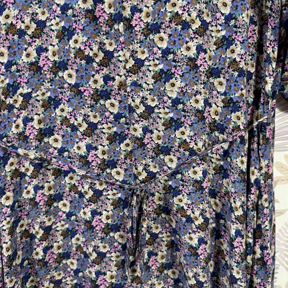 Natural Life Floral Maxi Dress Womens Large Button Front Smocked Sleeve Boho L - Picture 13 of 13